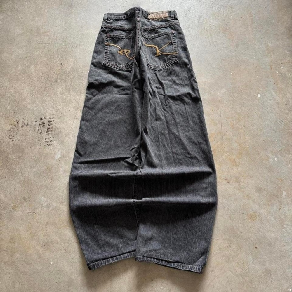 Baggy Black RK Wide Leg Southpole Styl Y2K Vintage Denim Jeans Summer 36x32
